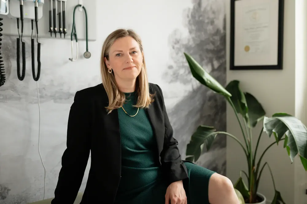 Example of using softer colors of grey and green in marketing photos