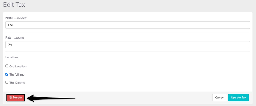 screenshot of the red delete button