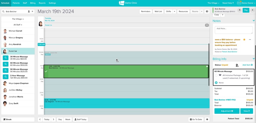 click on the appointment and a panel will open up on the right side of the screen