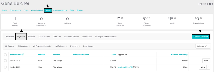 An image of the navigational steps to initate the process of applying the credit as a tip