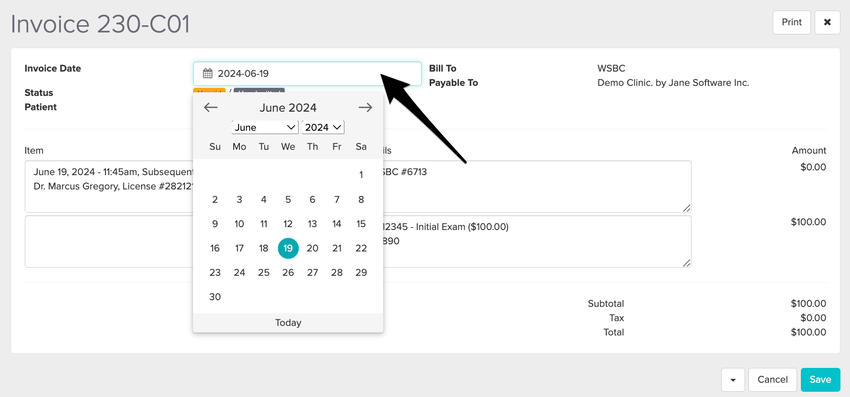 changing invoice date