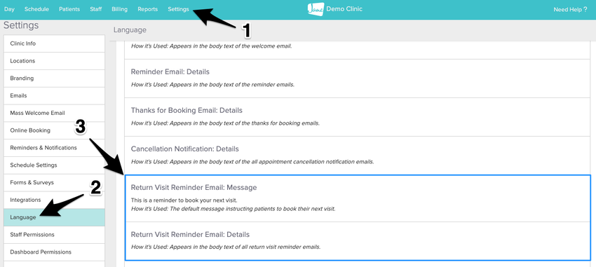 screenshot showing the language area of settings