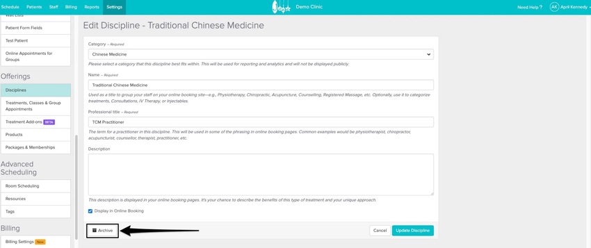 An image of the navigational steps and where to view the archive button
