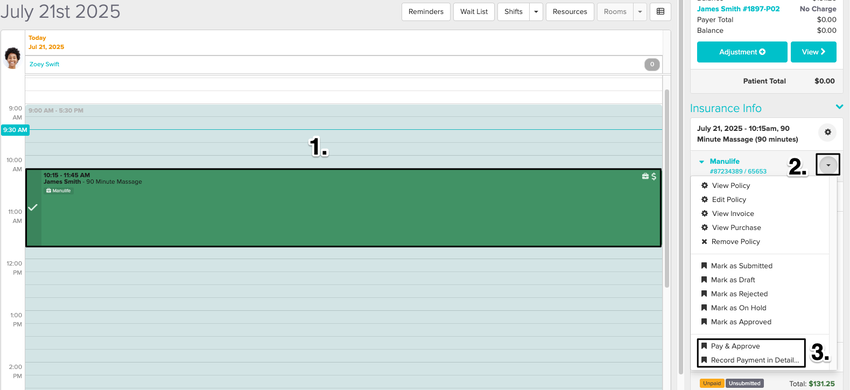 An image of the navigational steps after the appointment is selected on the schedule