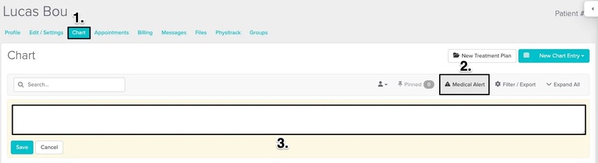 An image of where and how to add the medical alert