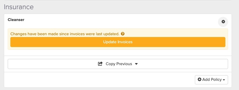 screenshot of the orange notice and a button to update invoices