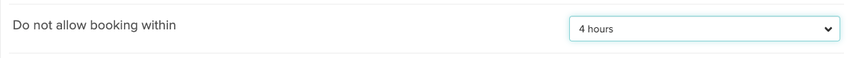 An image of that the setting looks like within the booking, cancelling and relationships section of the overall online booking settings