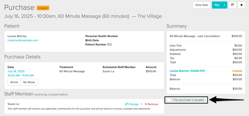 An image of where the toggle appears on the purchase screen