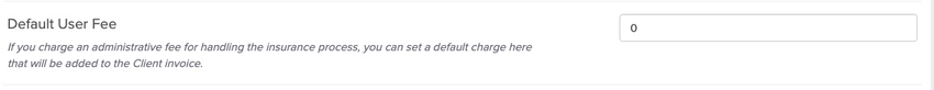 screenshot of where to enter a the administrative fee for using this insurer