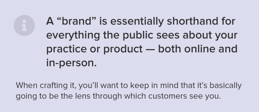 A definition of brand against a purple background.