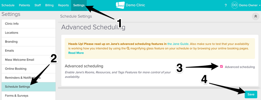 screenshot showing Advanced Scheduling section in Settings