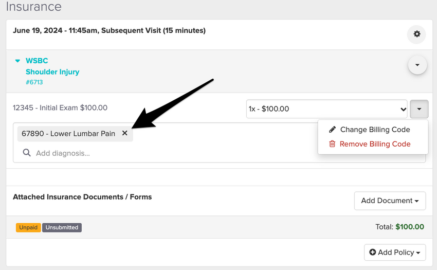 changing a diagnosis code