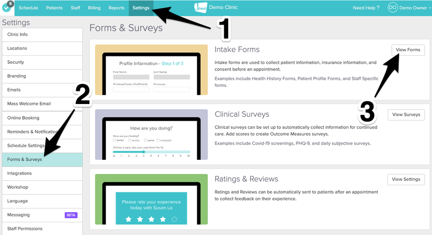 steps to create intake form