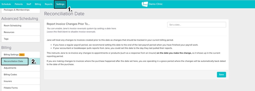 An image of the where to view the Reconciliation Date report within the Reports tab