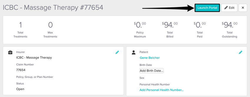 screenshot of where to view the launch portal button