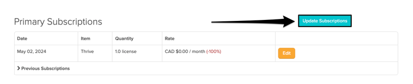 An image of where to view and click on the blue Change Subscription button