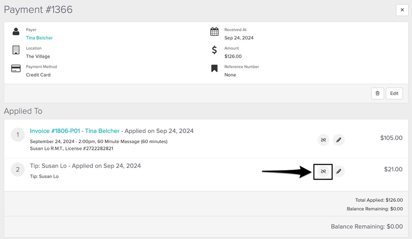 An image of where to unapply just the tip option of the payment