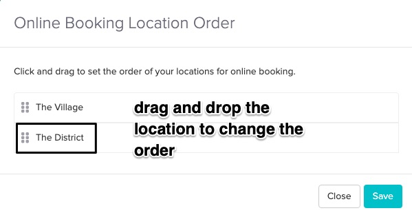 screenshot of where to drag and drop the locations to reorder them