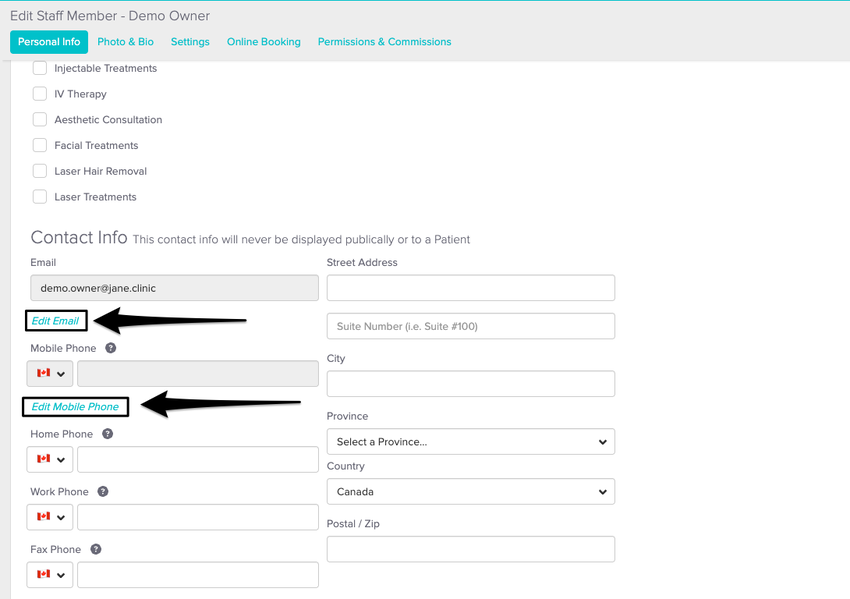 An image of where within the account owners profile the email and phone number can be changed