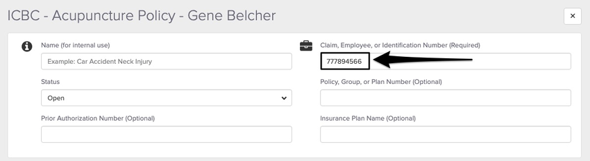 screenshot of where the to enter the claim identification number