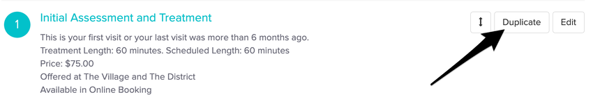 screenshot of duplicate button
