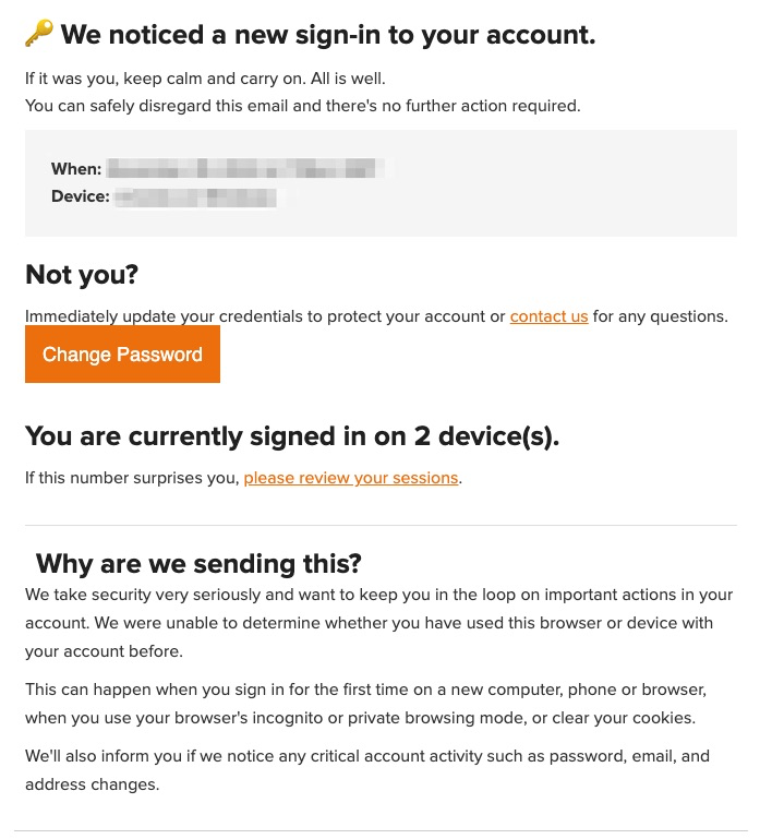 An image of what the new device sign in email looks like