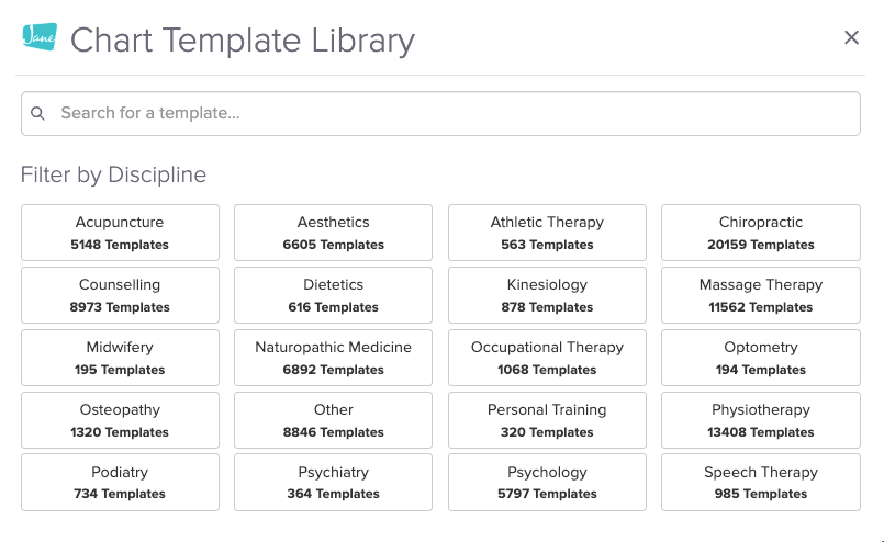 template library view