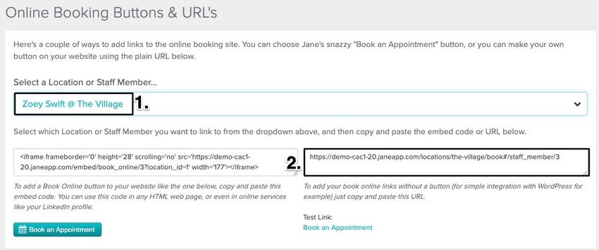An image of where to select the type of link you'd like to generate and where to copy the URL or link