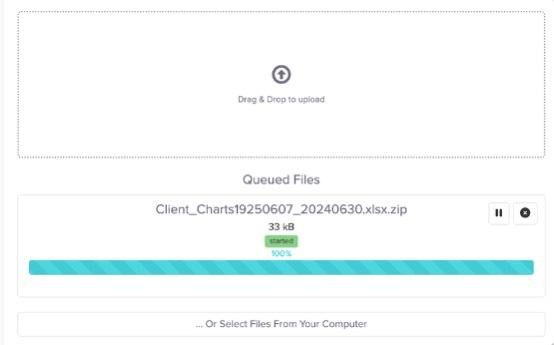 An image of the progress bar when uploading import files to Jane