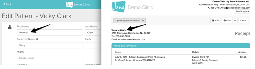 Changed name in Jane