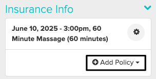 an image of the appointment panel when you scroll down to the insuracne info section