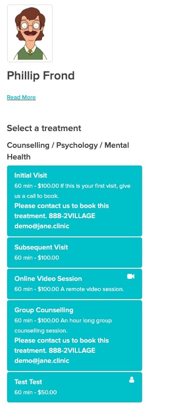 screenshot of the order on the online booking site