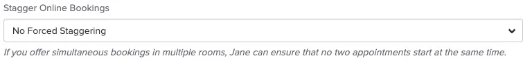 An image of what the stagger online booking setting looks like within the staff member's profile after they navigate to the online booking area