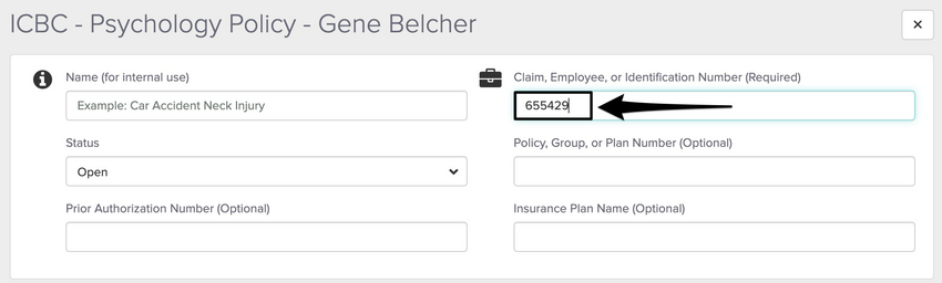screenshot of where to enter the claim identification number