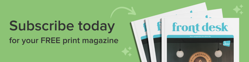 The cover of Front Desk magazine with the text: "Subscribe today for your FREE magazine"