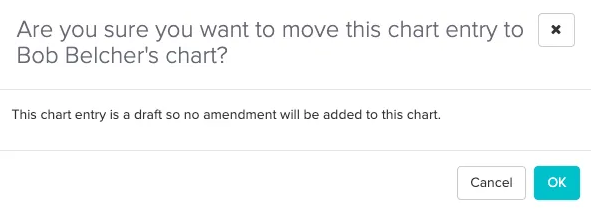 An image with the message that no amendment will be added to the patient's chart