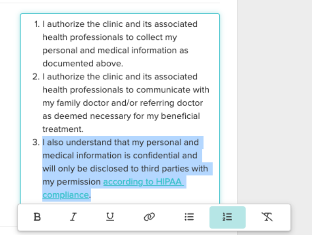 formatting consents