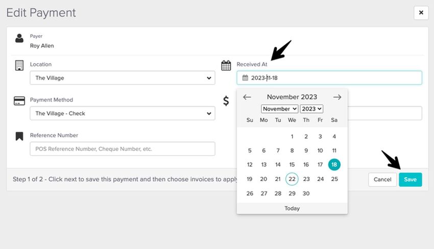 screenshot of what it looks like to update the date including the calendar that pops up