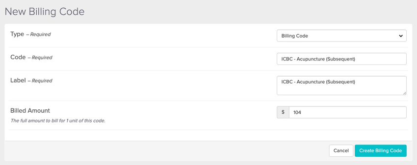 screenshot of a sample billing code for a follow up visit