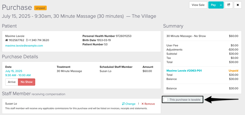 An image of where the toggle appears on the purchase screen