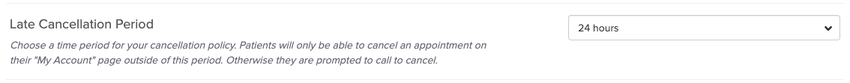An image of that the setting looks like within the booking, cancelling and relationships section of the overall online booking settings