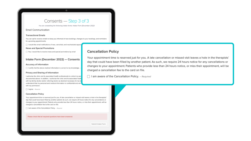 Cancelation policy screenshot