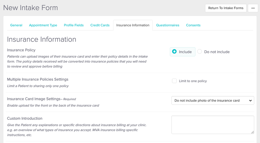 Insurance tab