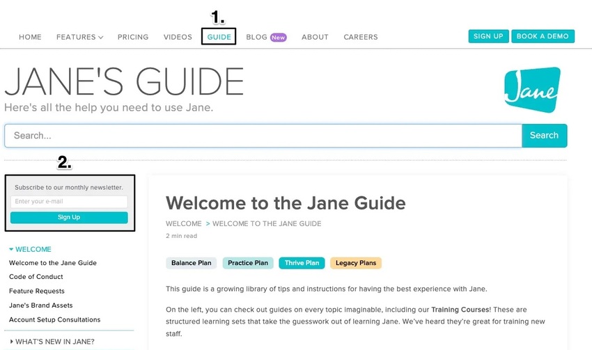 An image of where to view and enter email for subscriptions sign up
