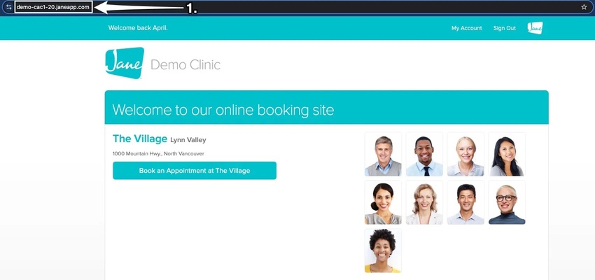 An image of being redirected to the online booking site and where to copy the link or URL