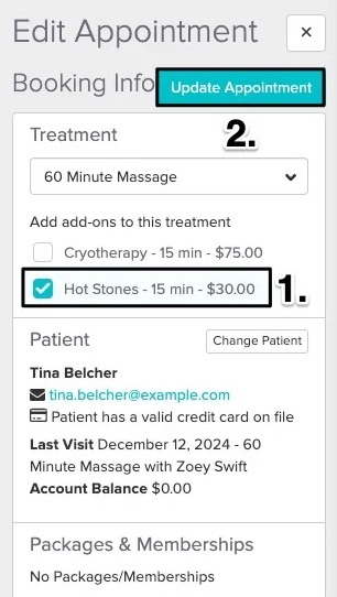 An image of the navigational steps within the appointment panel