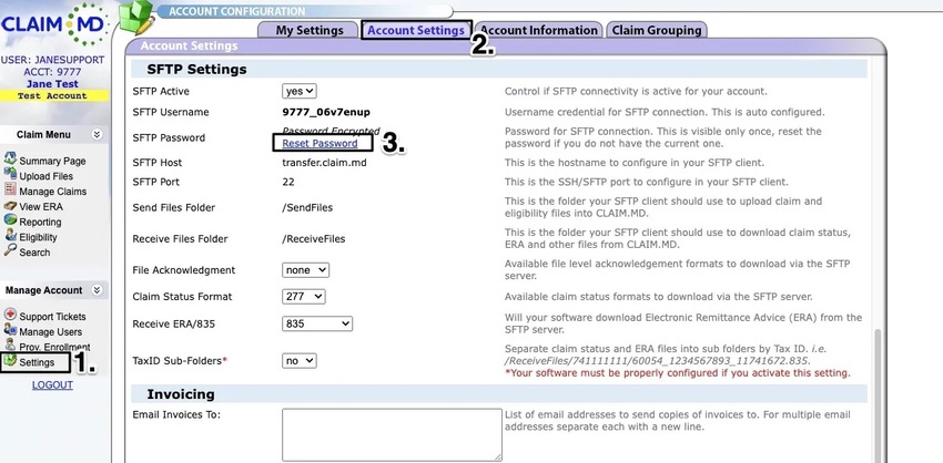 An image of the navigational steps within Claim.MD's platform