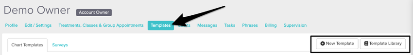 Questionnaires tab