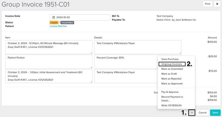 An image of the navigational steps and where to view the dropdown arrow