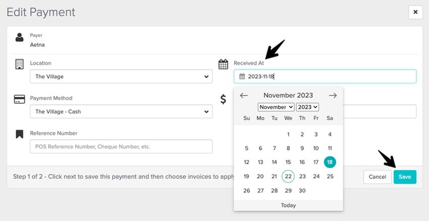 screenshot of what it looks like to update the date including the calendar date picker